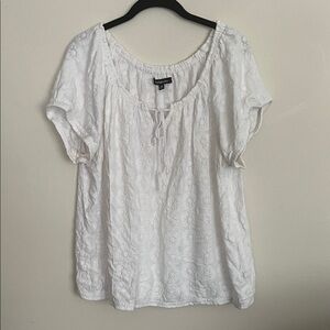 White Blouse with Floral Texture